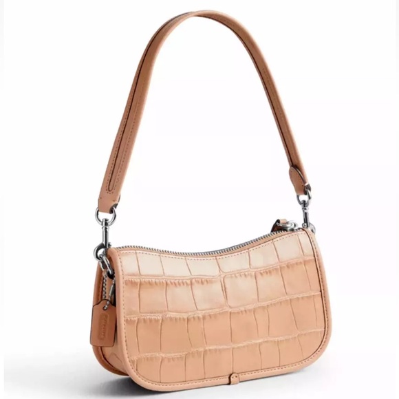 New Coach CP024 Swinger Bag 20 Croc Embossed Leather Ivory - Picture 2 of 6